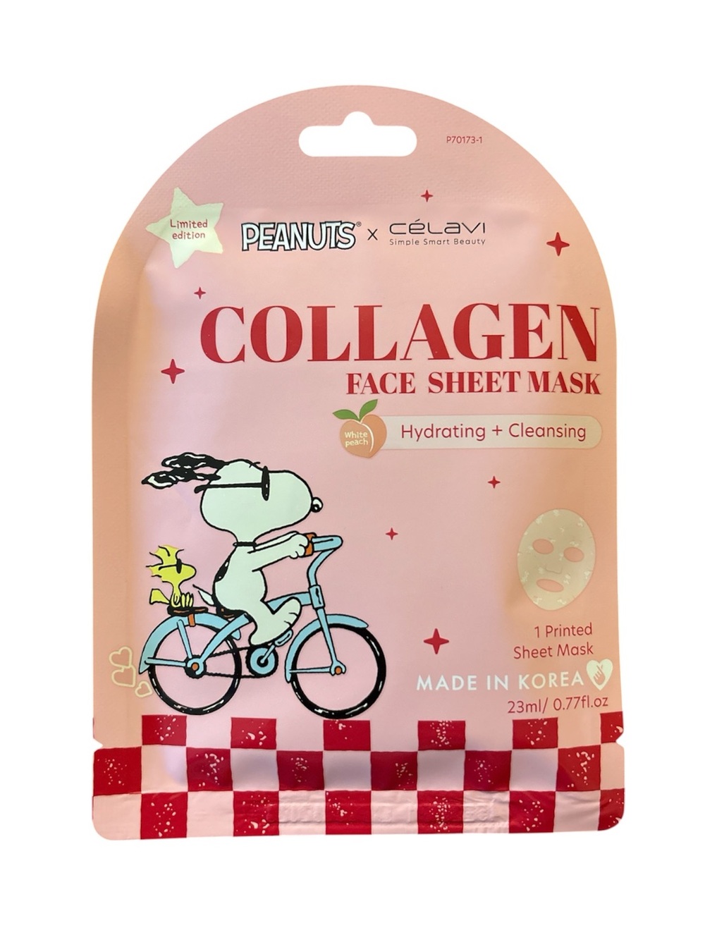 Peanuts x Célavi Collagen Face Sheet Mask - Hydrating & Cleansing K Beauty NIP